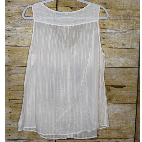 EDDIE BAUER CASUAL CLASSIC LACE TRIM SHEER BUTTON FRONT SLEEVELESS TANK SZ. XL - Picture 2 of 3